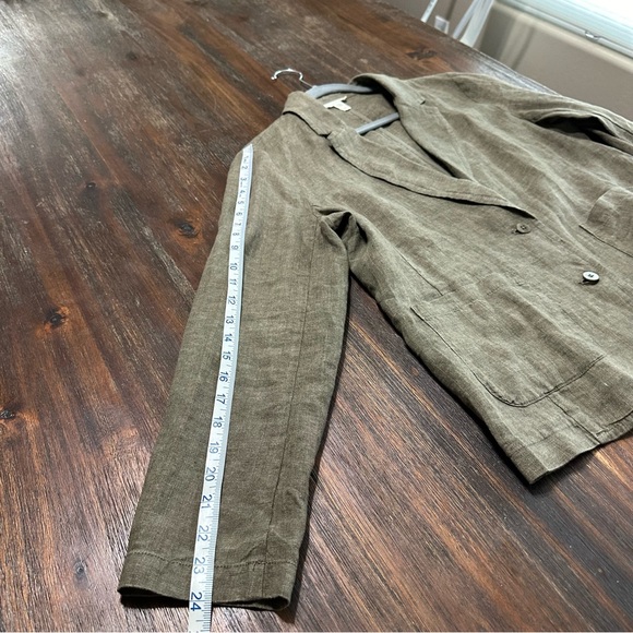 Eileen Fisher Dark Green 100% Linen 2 button pocket blazer no lining M RN 78121 - Picture 13 of 13